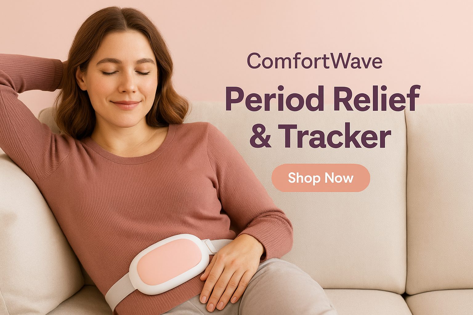 ComfortWave period cramp relief heating massager — drug-free menstrual pain relief